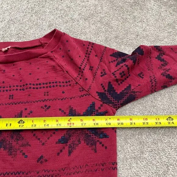 J.Crew Vintage Pullover Sweatshirt Womens Small Geometric Red Holiday Christmas - Picture 7 of 8